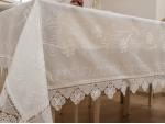 Çeyizlik İpek Dokuma İğne Oyalı Masa Örtüsü 160 cm X 220 cm %100 İpek