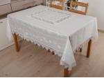 Çeyizlik İpek Dokuma İğne Oyalı Masa Örtüsü 140 cm X 180 cm %100 İpek