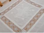 Çeyizlik İpek Dokuma İğne Oyalı Masa Örtüsü 140 cm X 180 cm %100 İpek