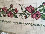 Kanaviçe İşlemeli Perde Gül Demet Kırmızı 100x180 cm