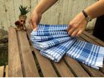Mutfak Kurulama Bezi & Servis Peçetesi Mavi-Beyaz 6 lı Set  %100  Pamuk