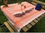 Mutfak Kurulama Bezi & Servis Peçetesi Turuncu-Beyaz 6 lı Set %100 Pamuk